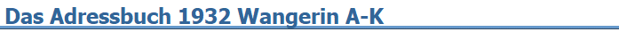 Das Adressbuch 1932 Wangerin A-K