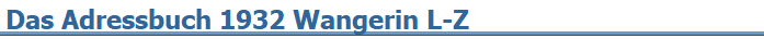 Das Adressbuch 1932 Wangerin L-Z